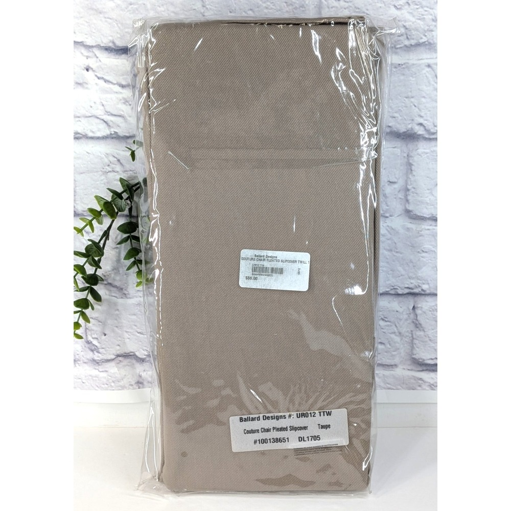 NEW SEALED $59😍Ballard Designs Couture Chair Slipcover Twill Pleated Taupe